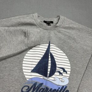 Forever 21 Mens M Crewneck Sweatshirt Gray Marseille Yacht Club Nautical Y2K